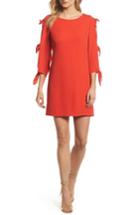 Women's Forest Lily Bow Sleeve Shift Dress - Red