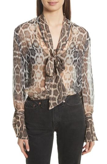 Women's Equipment Jacqueleen Tie Neck Silk Blouse - Brown