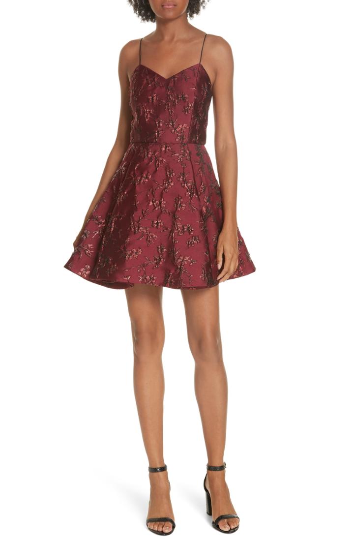 Women's Alice + Olivia Anette Fit & Flare Party Dress - Burgundy