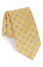 Men's Canali Floral Medallion Silk Tie, Size - Yellow