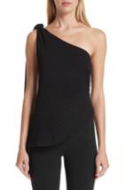 Women's Brandon Maxwell Pleated Pebble Crepe One-shoulder Top - Black
