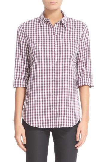 Women's Lafayette 148 New York Paget Gingham Blouse - Burgundy