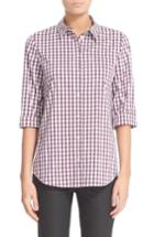 Women's Lafayette 148 New York Paget Gingham Blouse - Burgundy