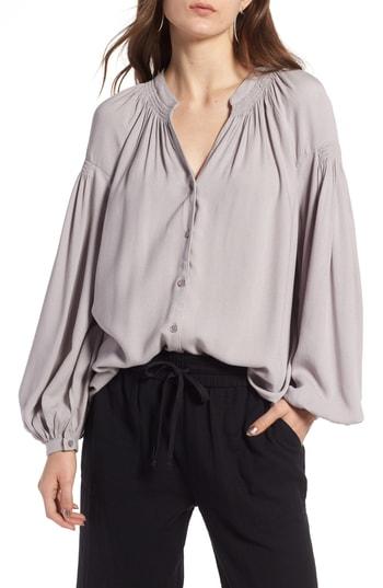 Women's Treasure & Bond Gathered Top, Size - Grey