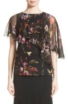 Women's Fuzzi Asymmetrical Sleeve Tulle Top Us / 42 It - Black