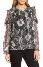 Women's Michael Michael Kors Ruffle Cold Shoulder Top - Black
