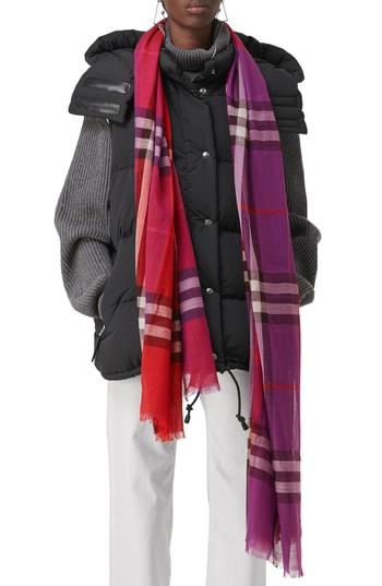 Women's Burberry Rainbow Giant Check Wool & Silk Scarf