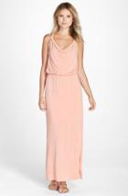 Women's Fraiche By J Crochet Trim Maxi Dress - Pink