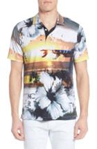 Men's Bugatchi Print Jersey Polo - Yellow
