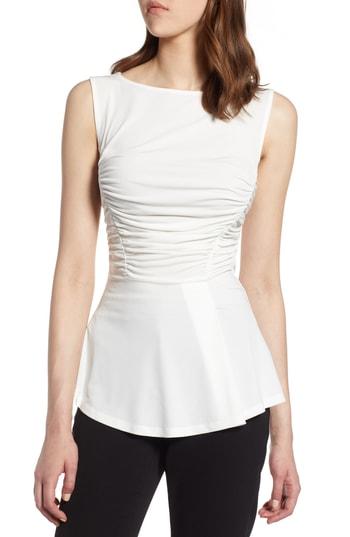 Women's Halogen Shirred Detail Sleeveless Blouse - Ivory