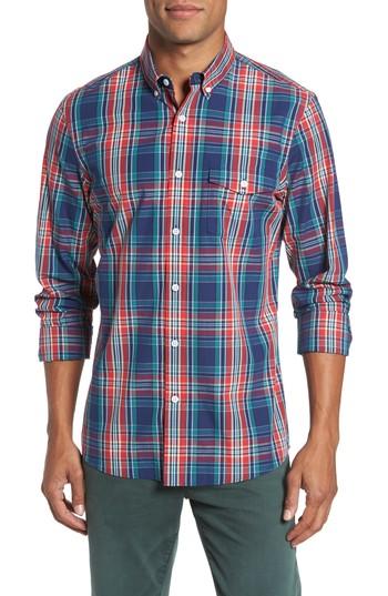 Men's Nordstrom Men's Shop Ivy Trim Fit Plaid Sport Shirt - Red