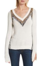 Women's Derek Lam 10 Crosby V-neck Stripe Pullover - Ivory