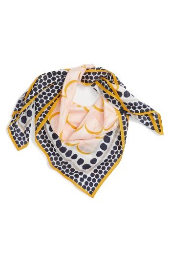 Women's Halogen Downtown Dots Square Silk Scarf, Size - Blue