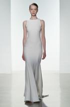 Women's Amsale 'brody' Embellished Back Crepe Mermaid Gown