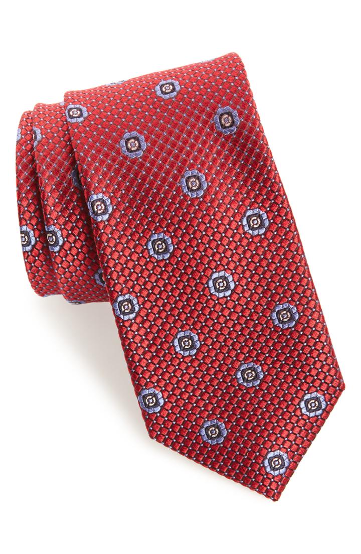 Men's Nordstrom Men's Shop Northport Medallion Silk Tie, Size - Red