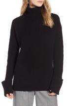 Women's Halogen Wide Cuff Turtleneck Cashmere Sweater - Black