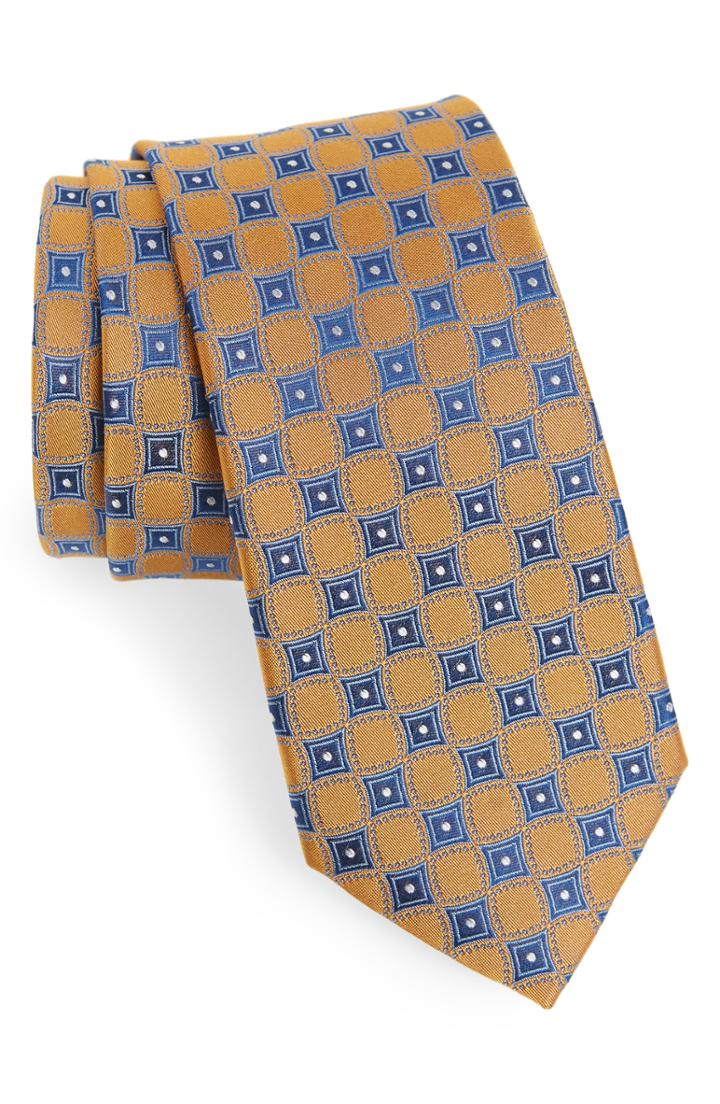 Men's Nordstrom Men's Shop Sophia Medallion Silk Tie, Size - Metallic