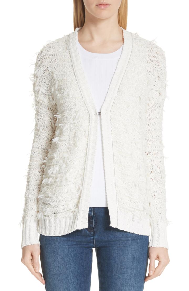 Women's St. John Collection Tufted Knit Cardigan - Ivory
