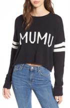 Women's Show Me Your Mumu Crop Varsity Sweater - Black