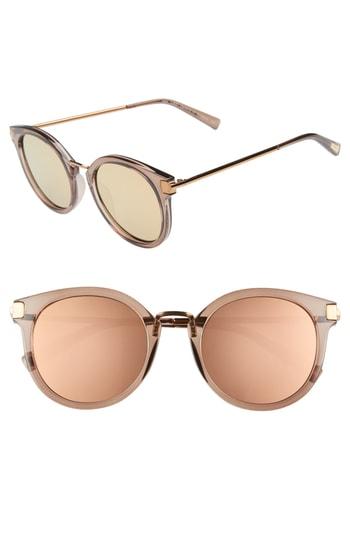 Women's Le Specs Last Dance 51mm Mirrored Round Sunglasses - Mocha