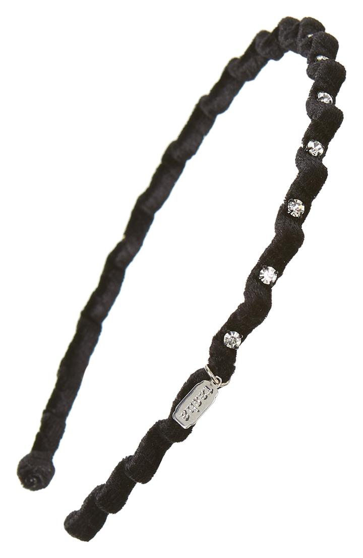 Tasha Wavy Velvet Crystal Headband, Size - Black