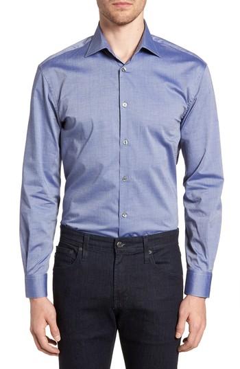Men's John Varvatos Star Usa Regular Fit Stretch Print Dress Shirt .5l - Blue
