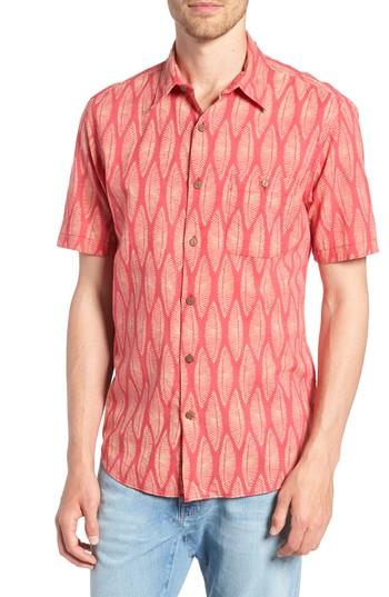 Men's Faherty Coast Surfboard Leaf Print Sport Shirt - Red