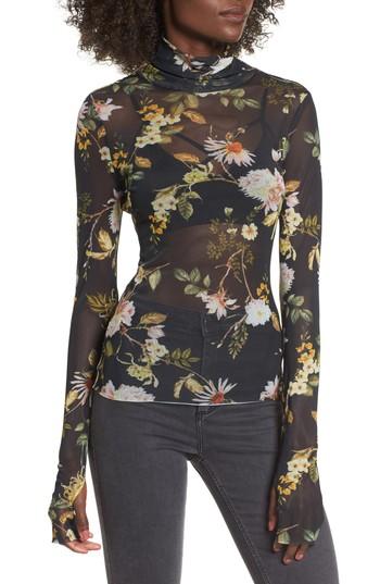 Women's Afrm Zadie Semi Sheer Turtleneck - Black