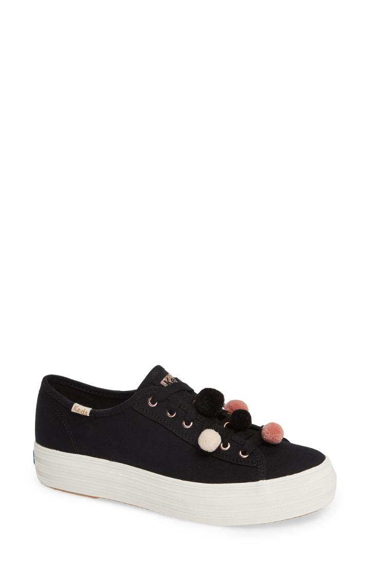 Women's Keds Triple Kick Pompom Platform Sneaker M - Black