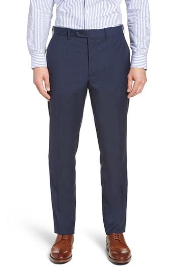 Men's John W. Nordstrom Torino Traditional Fit Flat Front Check Trousers - Blue