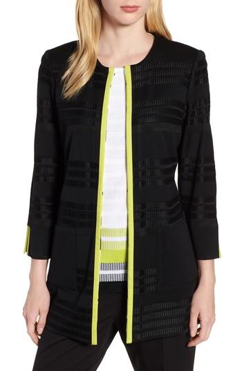 Women's Ming Wang Long Jacquard Knit Jacket - Black