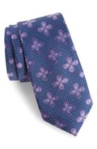 Men's Nordstrom Men's Shop Floral Silk Tie, Size - Blue