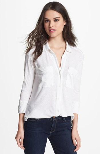 James Perse Linen Blend Pocket Shirt Linen White