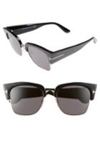 Women's Tom Ford Dakota 55mm Gradient Square Sunglasses - Shiny Black/ Smoke Mirror