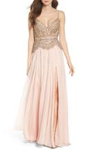 Women's Mac Duggal Rhinstone Bodice A-line Chiffon Gown