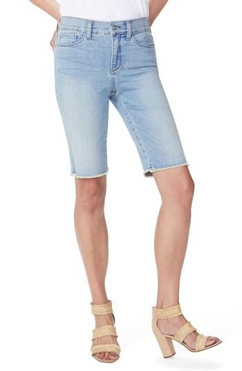 Women's Nydj Briella Frayed Hem Denim Bermuda Shorts