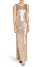Women's Lulus Sleeveless Sequin Drape Back Gown - Pink