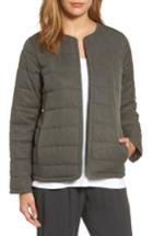 Women's Eileen Fisher Collarless Quilted Jacket, Size - Brown