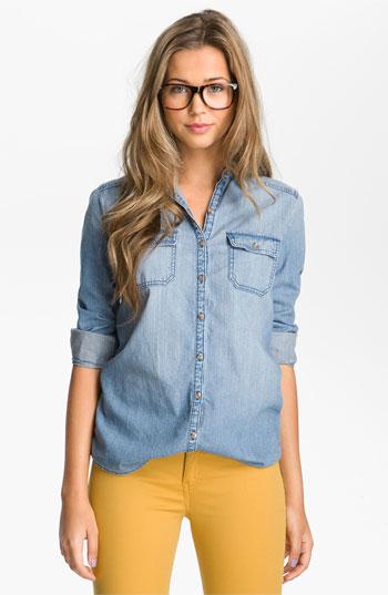 Rubbish Chambray Boyfriend Shirt (juniors)