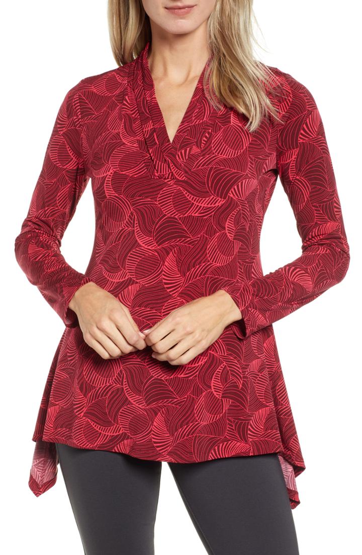 Women's Chaus Graphic Maze Sharkbite Hem Top - Coral