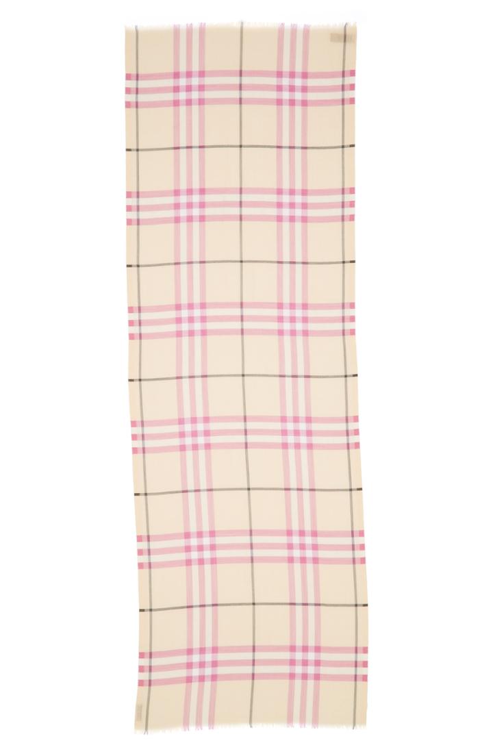 Women's Burberry Giant Check Wool & Silk Gauze Scarf, Size - Orange
