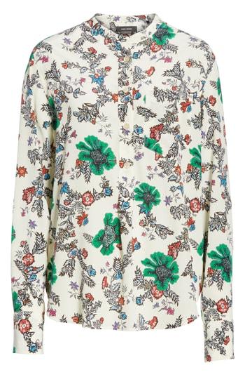 Women's Isabel Marant Rusak Floral Print Stretch Silk Blouse Us / 36 Fr - Ivory
