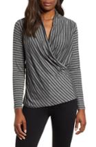 Women's Gibson Surplice Stripe Top - Grey