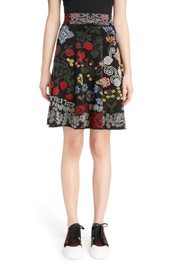 Women's Alexander Mcqueen Cross Stitch Jacquard Skirt - Black