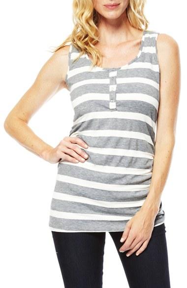 Women's Nom Maternity Henley Maternity Tank Top - Grey