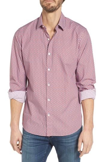 Men's Bonobos Premium Slim Fit Print Sport Shirt R - Red