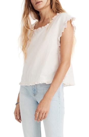 Women's Madewell Stripe Ruffle Side Tie Top