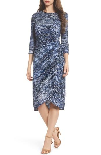 Women's Maggy London French Crepe Side Ruche Sheath Dress - Blue