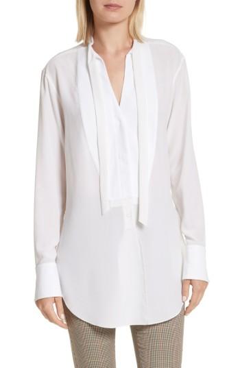 Women's Rag & Bone Frida Silk Tuxedo Blouse, Size - White