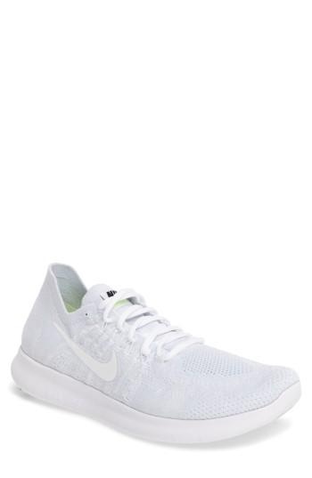 Men's Nike Free Run Flyknit 2017 Running Shoe .5 M - White